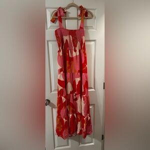 Floral Maxi Dress in Red and Pink
